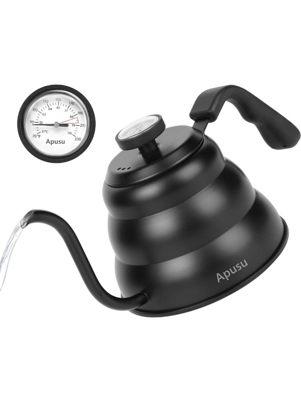 Stovetop Tea Kettle with Thermometer - Black Pour Over Kettle, 28oz Capacity